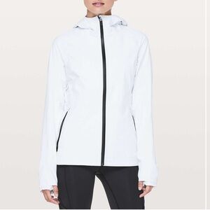 lululemon athletica White Hooded Windbreaker with Black Zipper